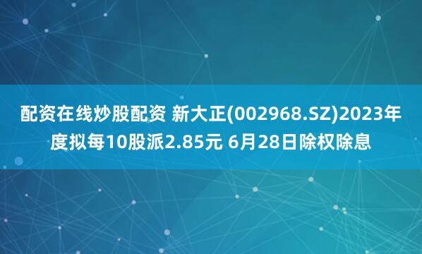 配资在线炒股配资 新大正(002968.SZ)2023年度拟每10股派2.85元 6月28日除权除息